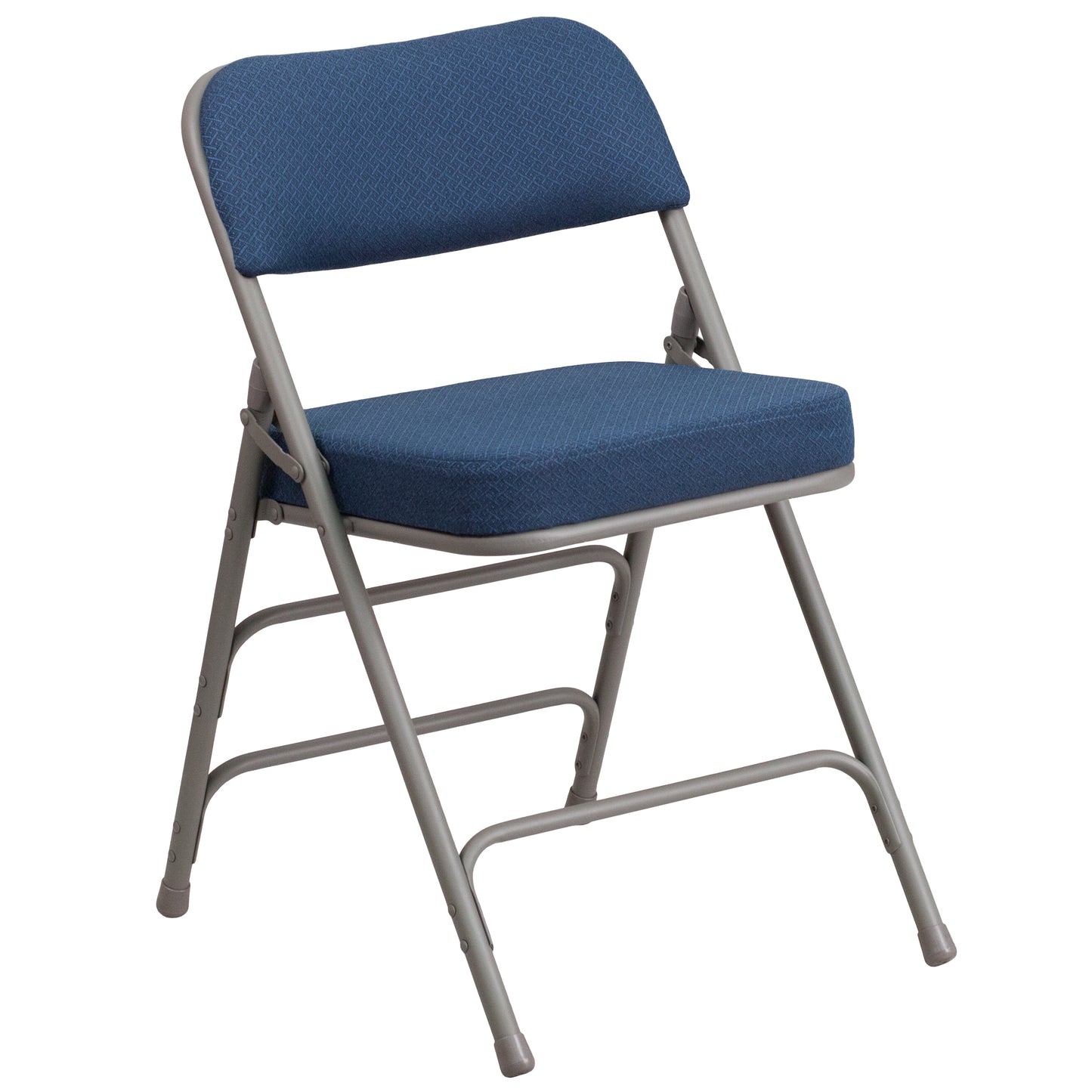 2 Pack HERCULES Series Premium Curved Triple Braced & Double Hinged Navy Fabric Metal Folding Chair Navy