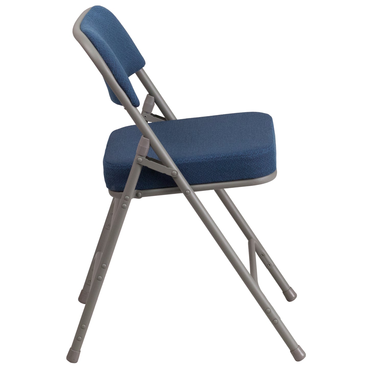 2 Pack HERCULES Series Premium Curved Triple Braced & Double Hinged Navy Fabric Metal Folding Chair Navy