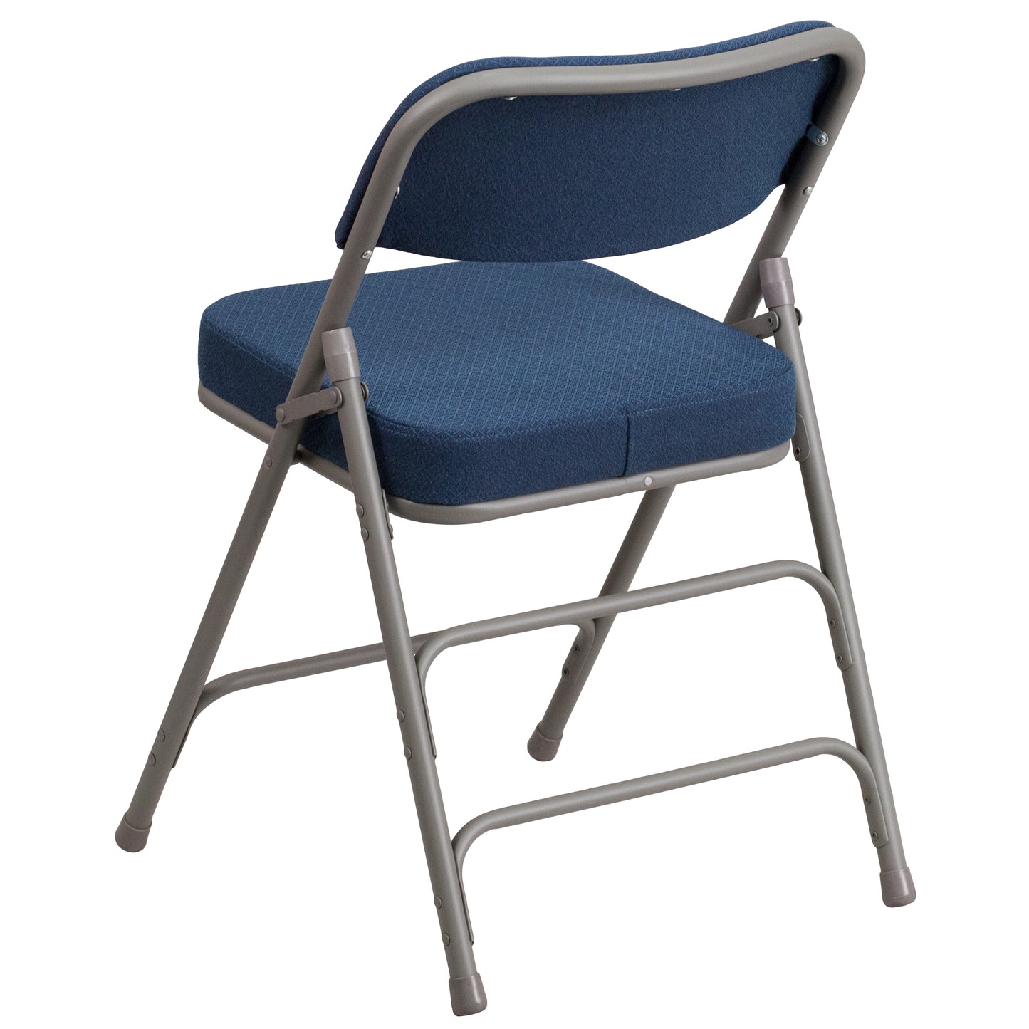 2 Pack HERCULES Series Premium Curved Triple Braced & Double Hinged Navy Fabric Metal Folding Chair Navy