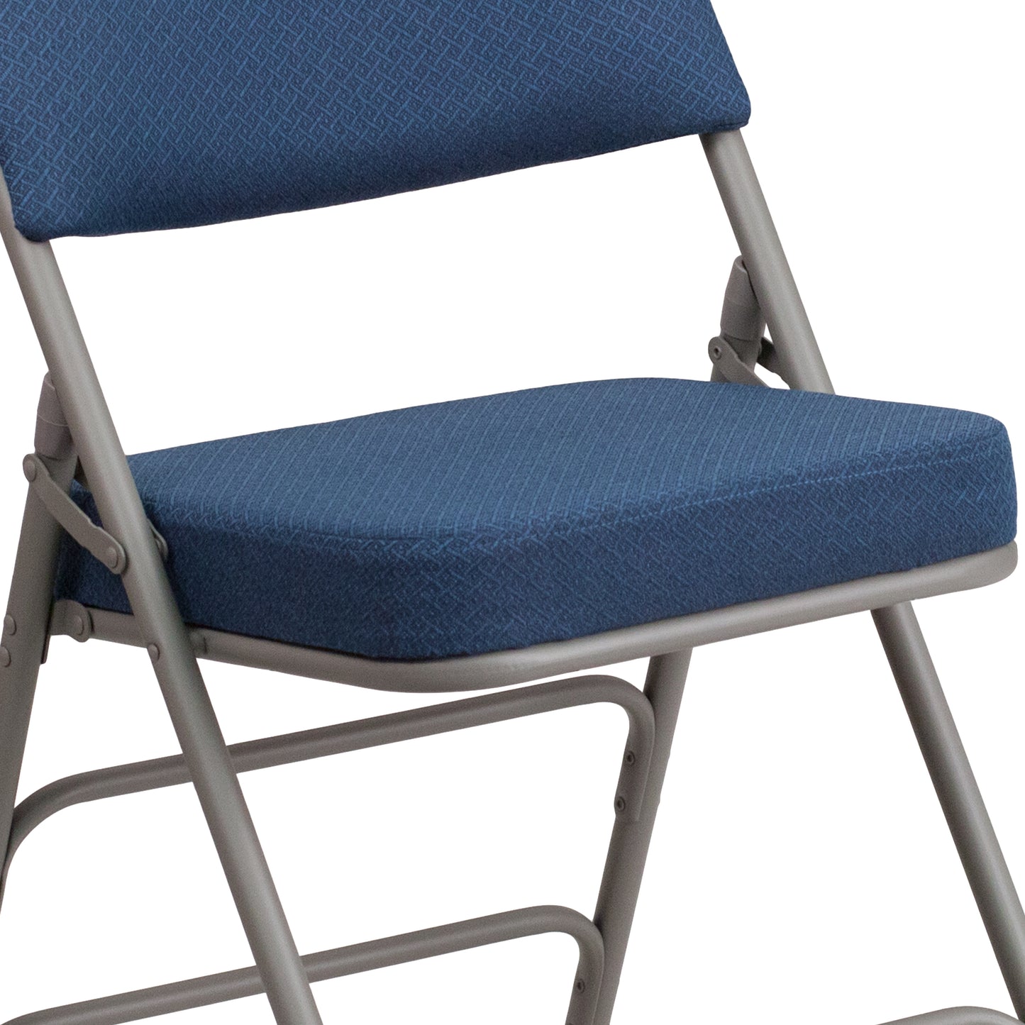 2 Pack HERCULES Series Premium Curved Triple Braced & Double Hinged Navy Fabric Metal Folding Chair Navy