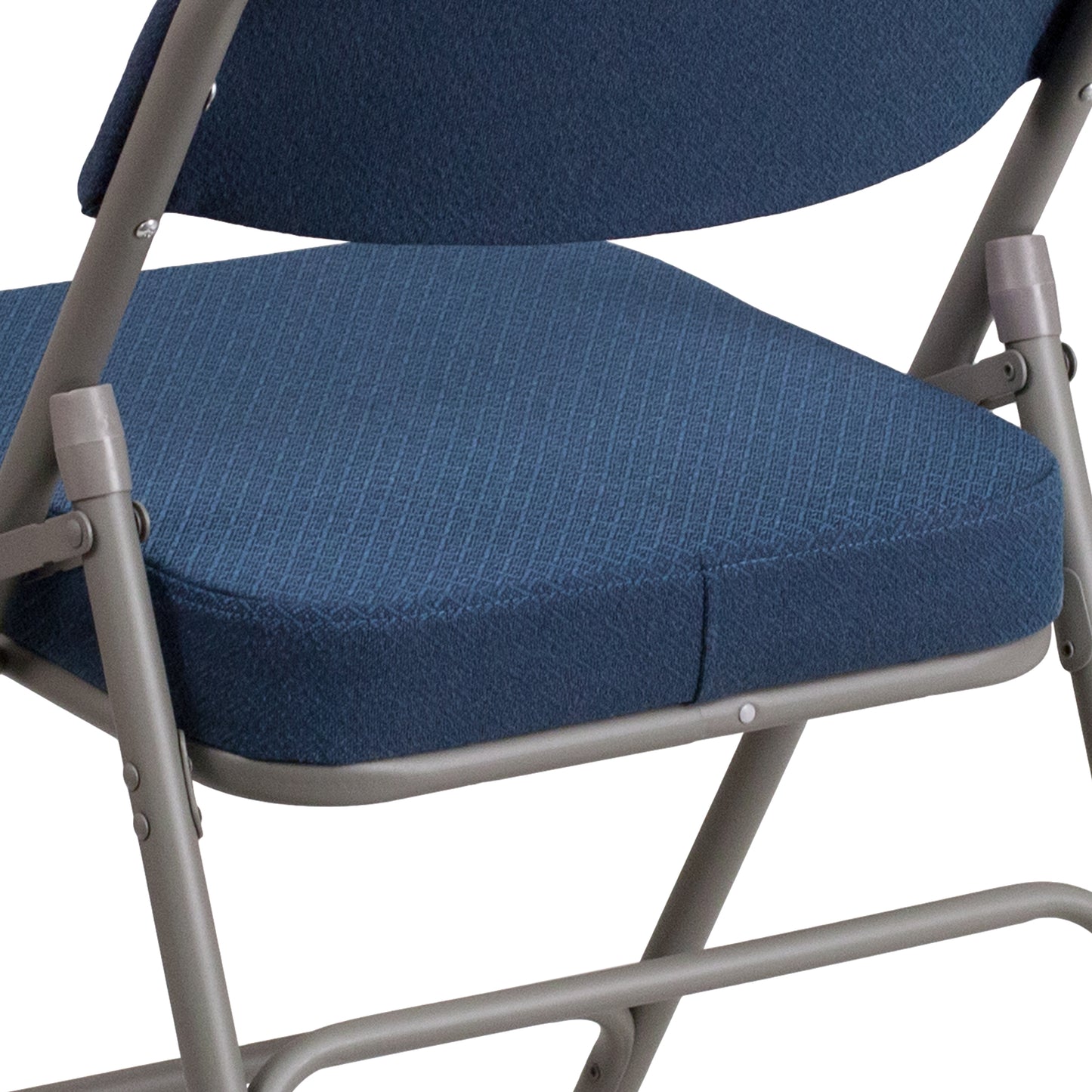 2 Pack HERCULES Series Premium Curved Triple Braced & Double Hinged Navy Fabric Metal Folding Chair Navy