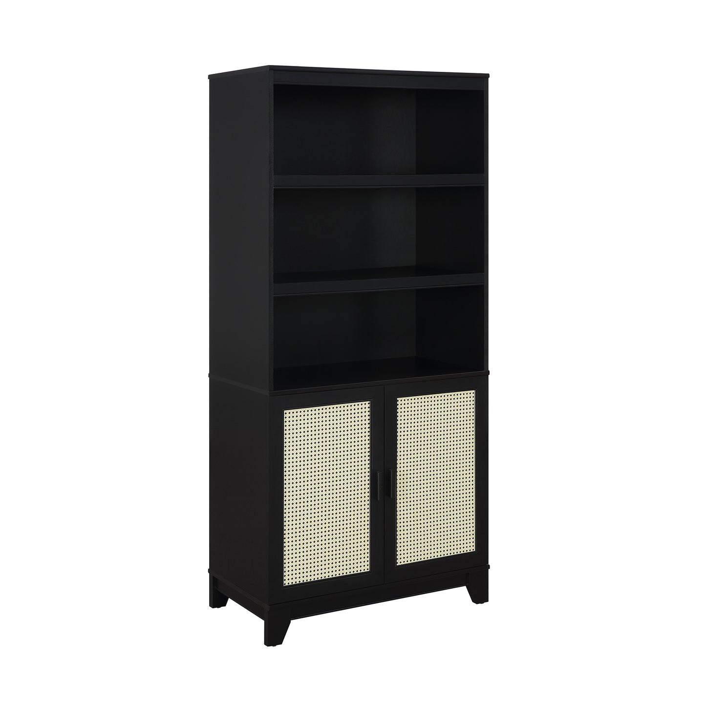 Sheridan Mid-Century Modern 31" Bookcase Cabinet in Black (7-Shelf) - Set of 2 2-BC-6GLF-BK