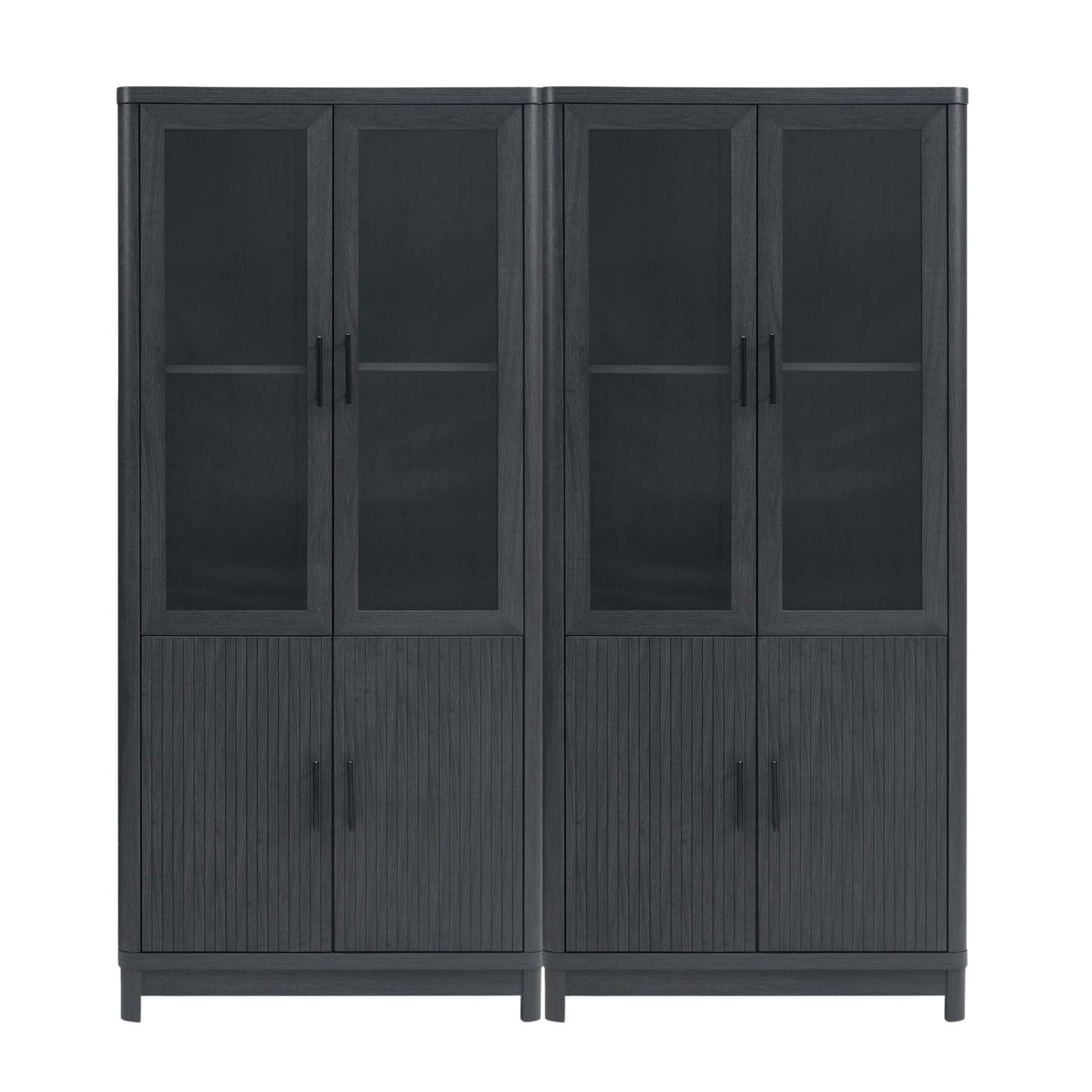 Jodie Mid-Century Modern 31" Bookcase Cabinet in Charcoal Gray (6-Shelf) - Set of 2 2-BC001-GY