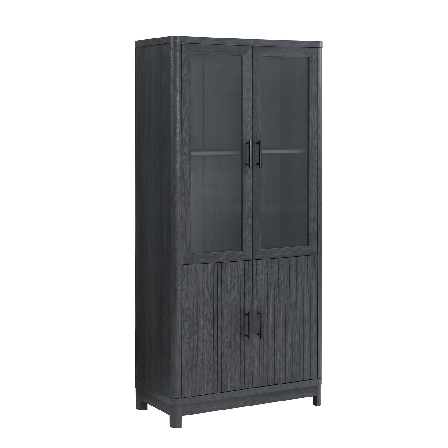 Jodie Mid-Century Modern 31" Bookcase Cabinet in Charcoal Gray (6-Shelf) - Set of 2 2-BC001-GY