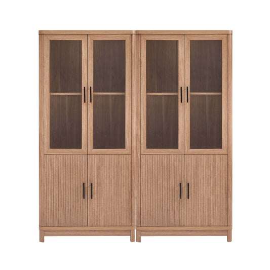 Jodie Mid-Century Modern 31" Bookcase Cabinet in Maple (6-Shelf) - Set of 2 2-BC001-MP