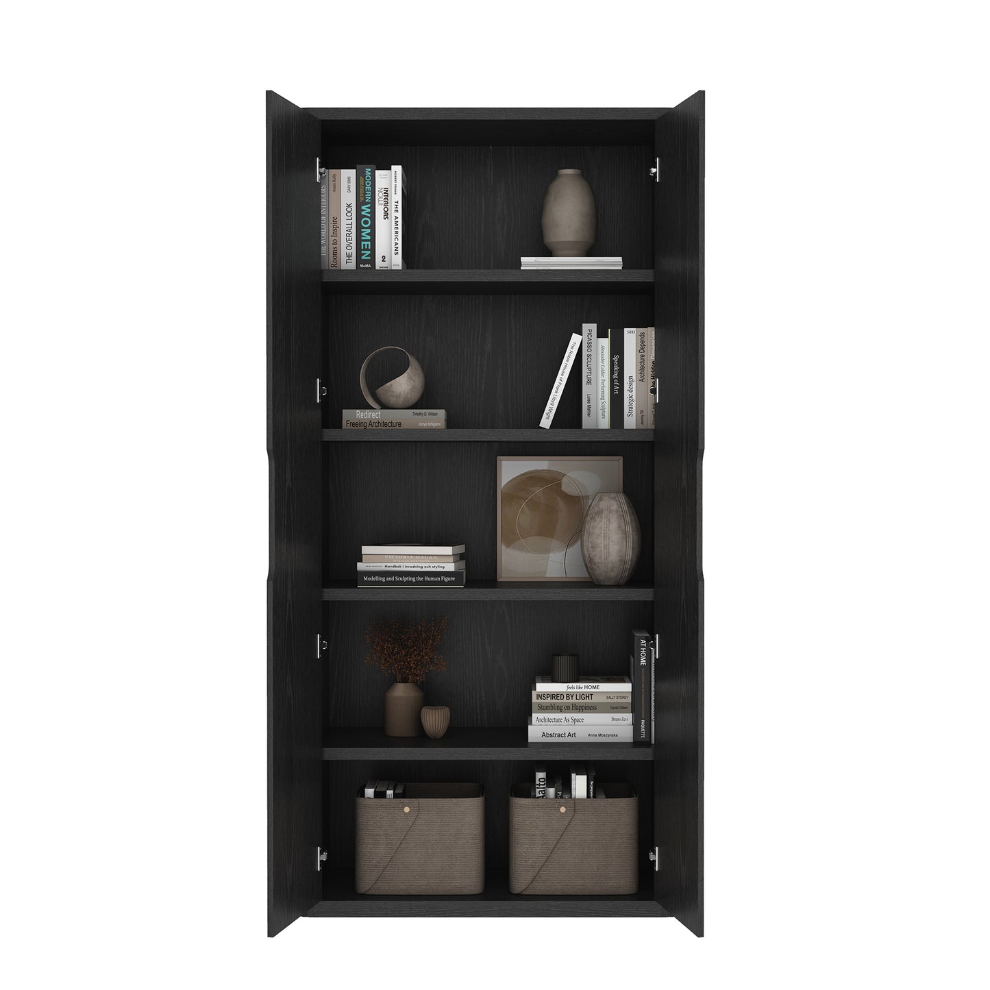 Rivington Modern 38" Bookcase Cabinet in Black - Set of 2 2-BC004-BK
