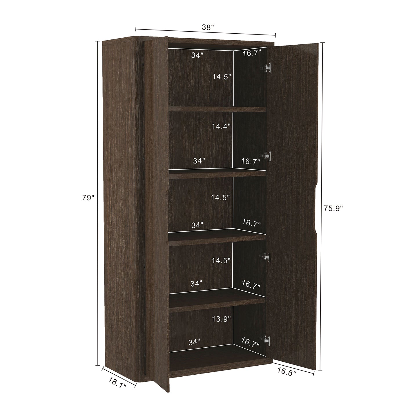 Rivington Modern 38" Bookcase Cabinet in Walnut - Set of 2 2-BC004-BR