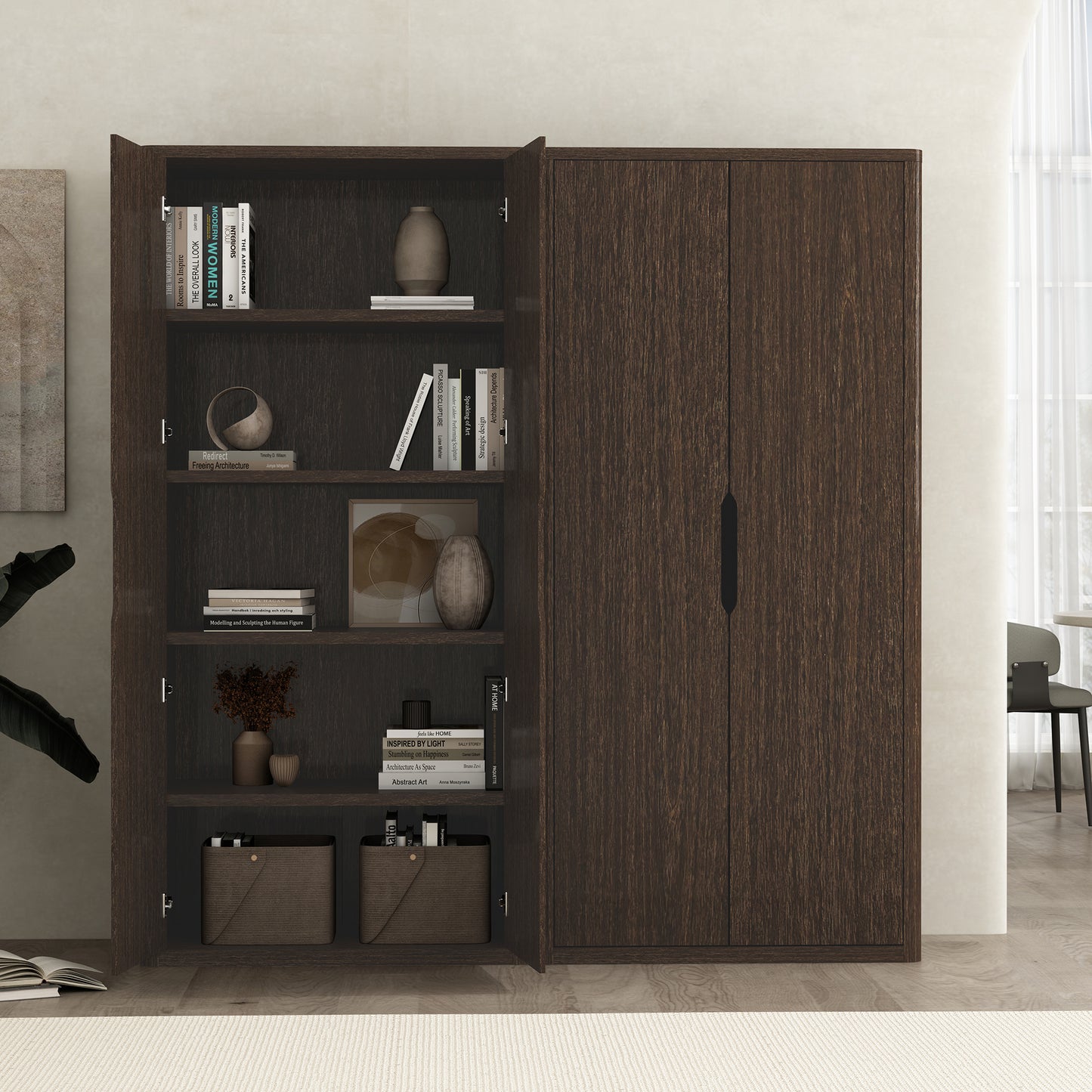Rivington Modern 38" Bookcase Cabinet in Walnut - Set of 2 2-BC004-BR