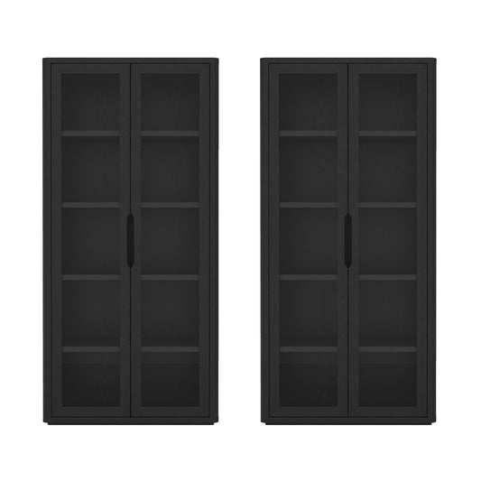 Rivington Modern 38" Bookcase Cabinet in Black - Set of 2 2-BC005-BK
