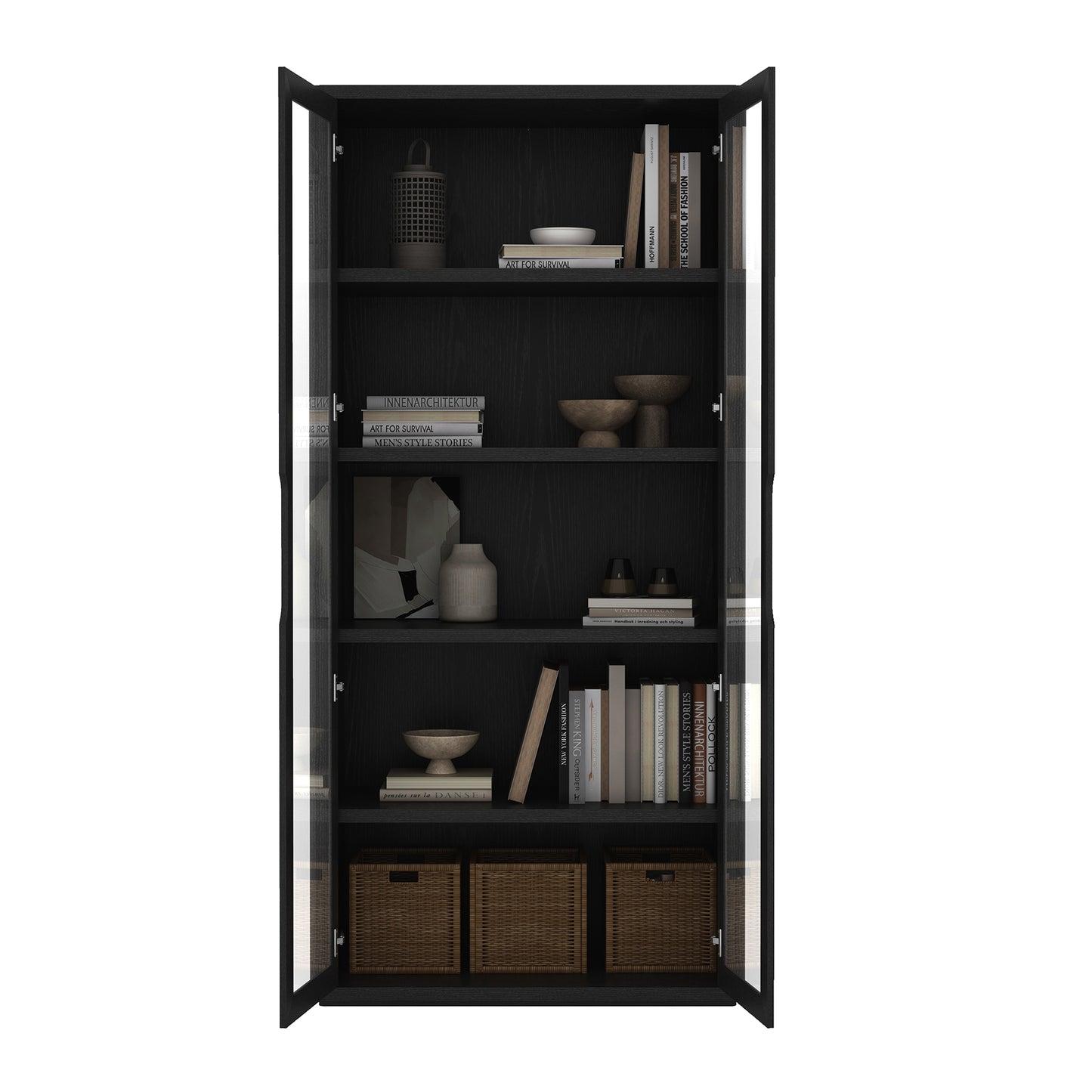 Rivington Modern 38" Bookcase Cabinet in Black - Set of 2 2-BC005-BK