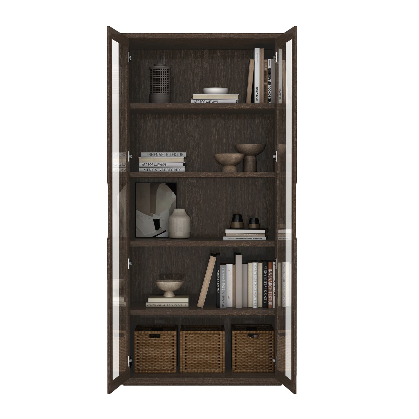 Rivington Modern 38" Bookcase Cabinet in Walnut - Set of 2 2-BC005-BR