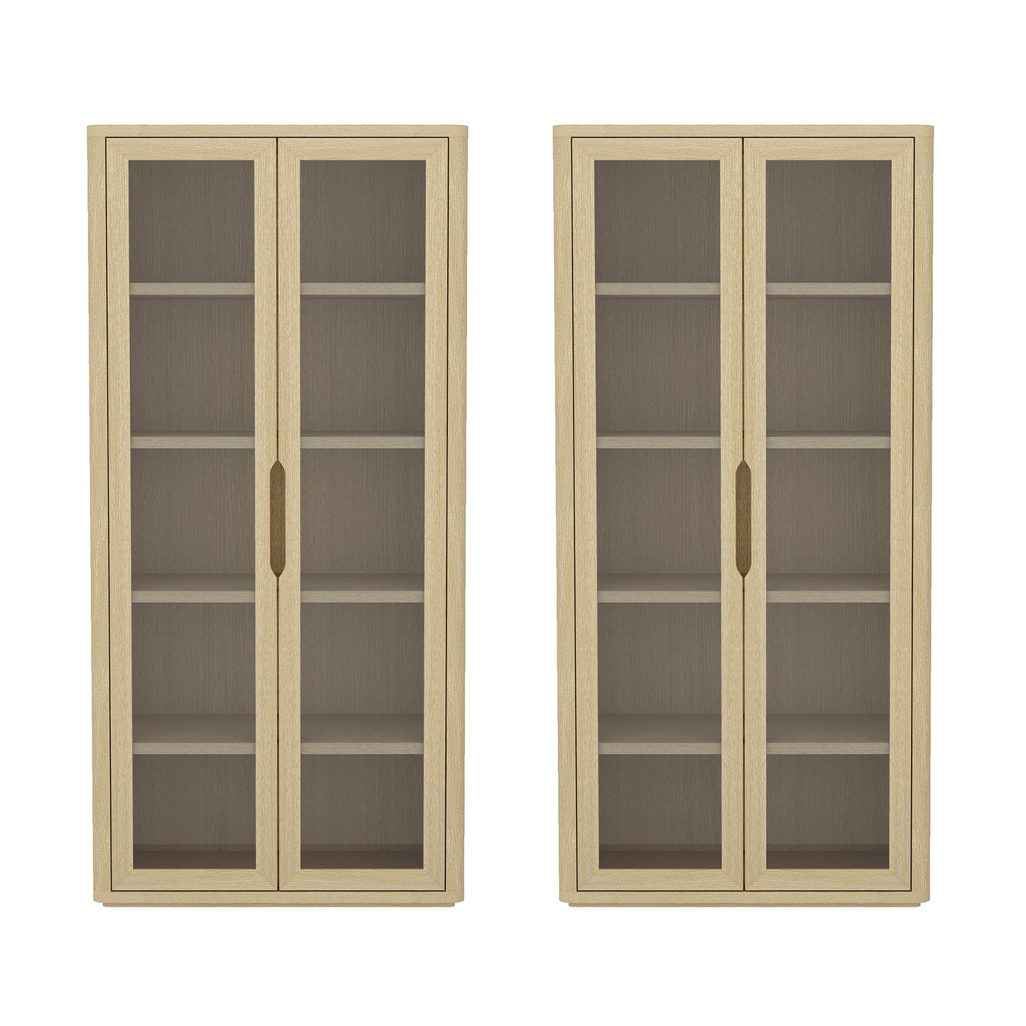 Rivington Modern 38" Bookcase Cabinet in Natural Oak - Set of 2 2-BC005-NA