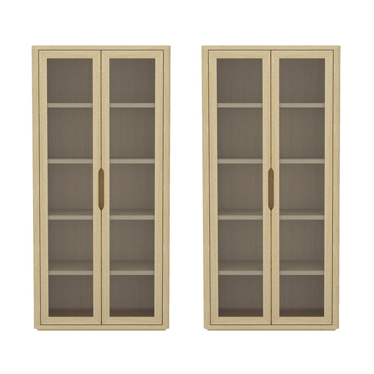 Rivington Modern 38" Bookcase Cabinet in Natural Oak - Set of 2 2-BC005-NA