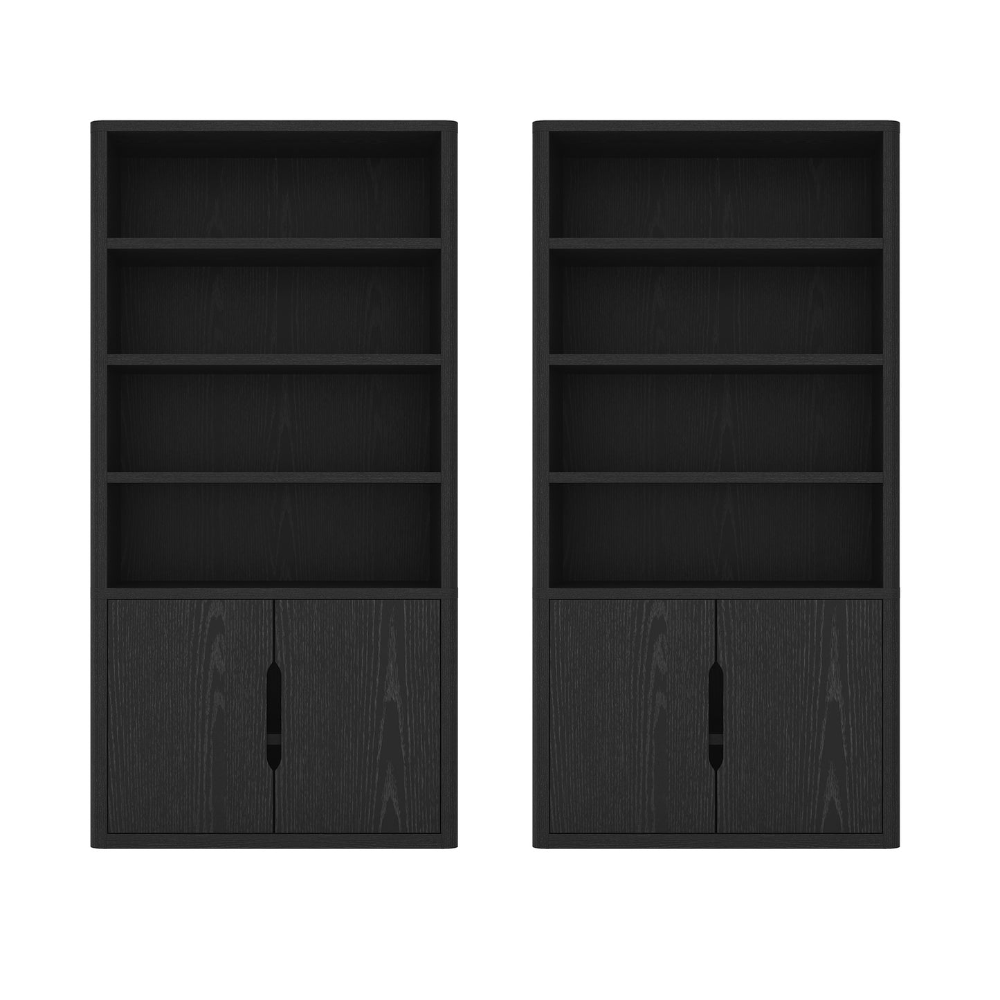 Rivington Modern 40" Bookcase Cabinet in Black - Set of 2 2-BC006-BK