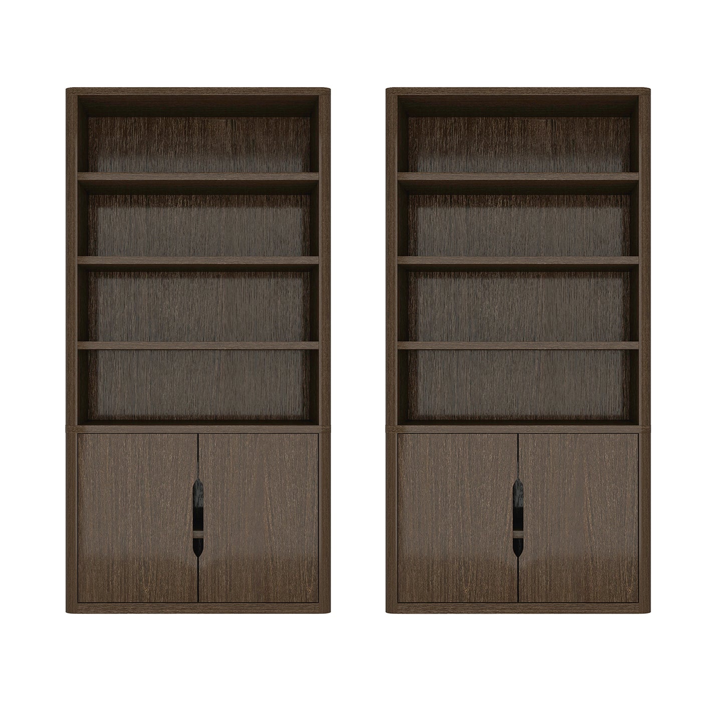 Rivington Modern 40" Bookcase Cabinet in Walnut - Set of 2 2-BC006-BR