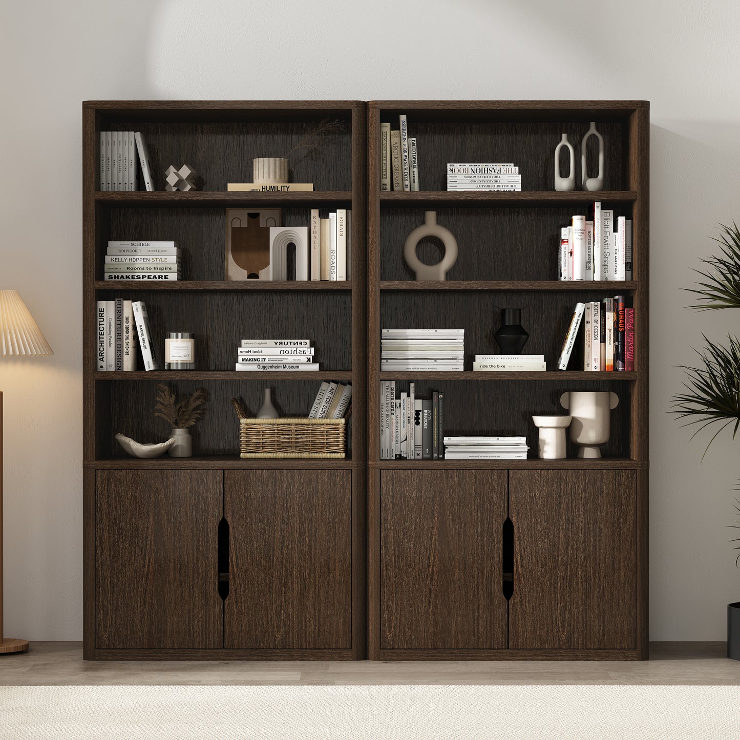 Rivington Modern 40" Bookcase Cabinet in Walnut - Set of 2 2-BC006-BR