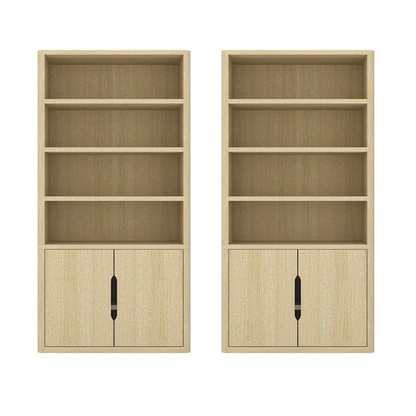 Rivington Modern 40" Bookcase Cabinet in Natural Oak - Set of 2 2-BC006-NA