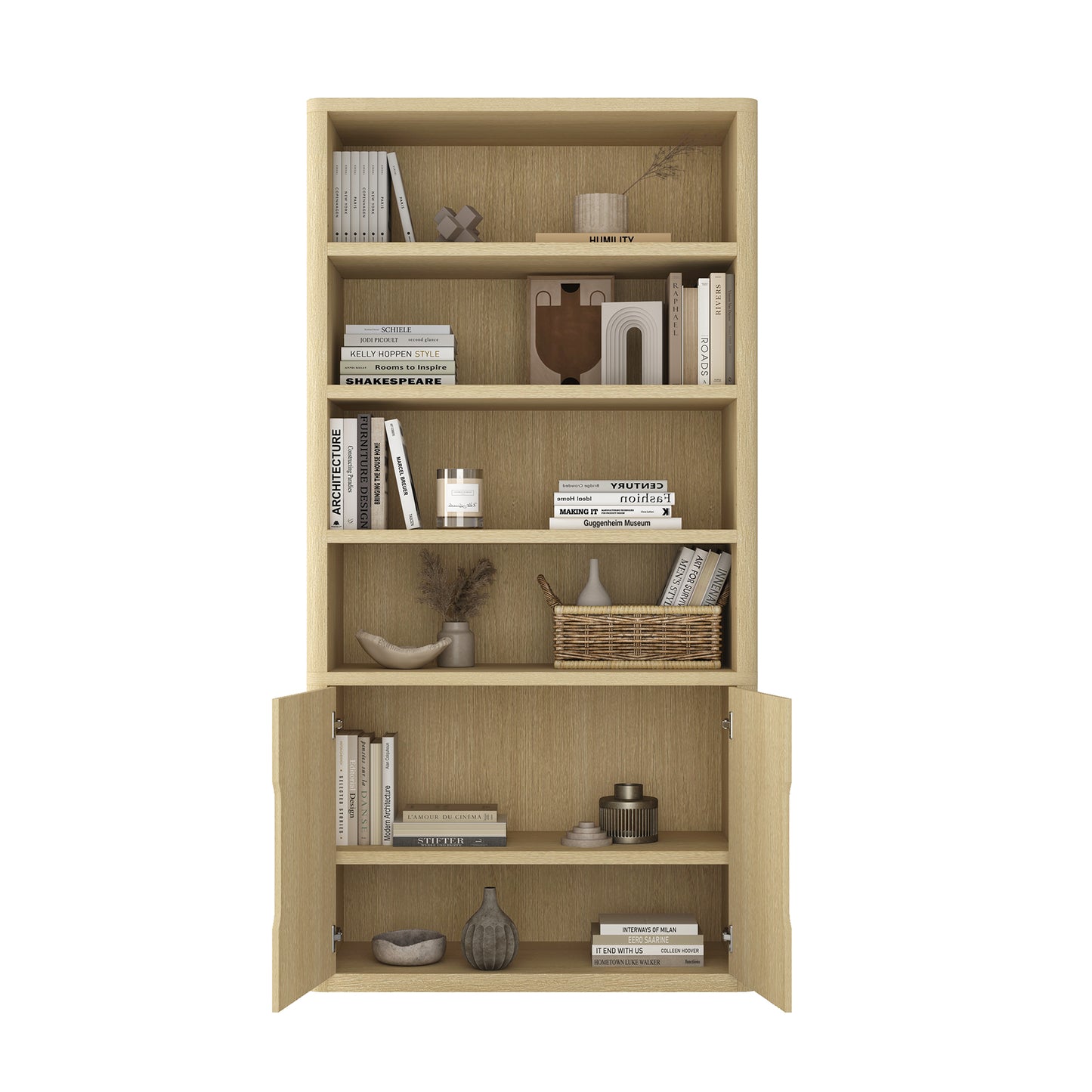 Rivington Modern 40" Bookcase Cabinet in Natural Oak - Set of 2 2-BC006-NA