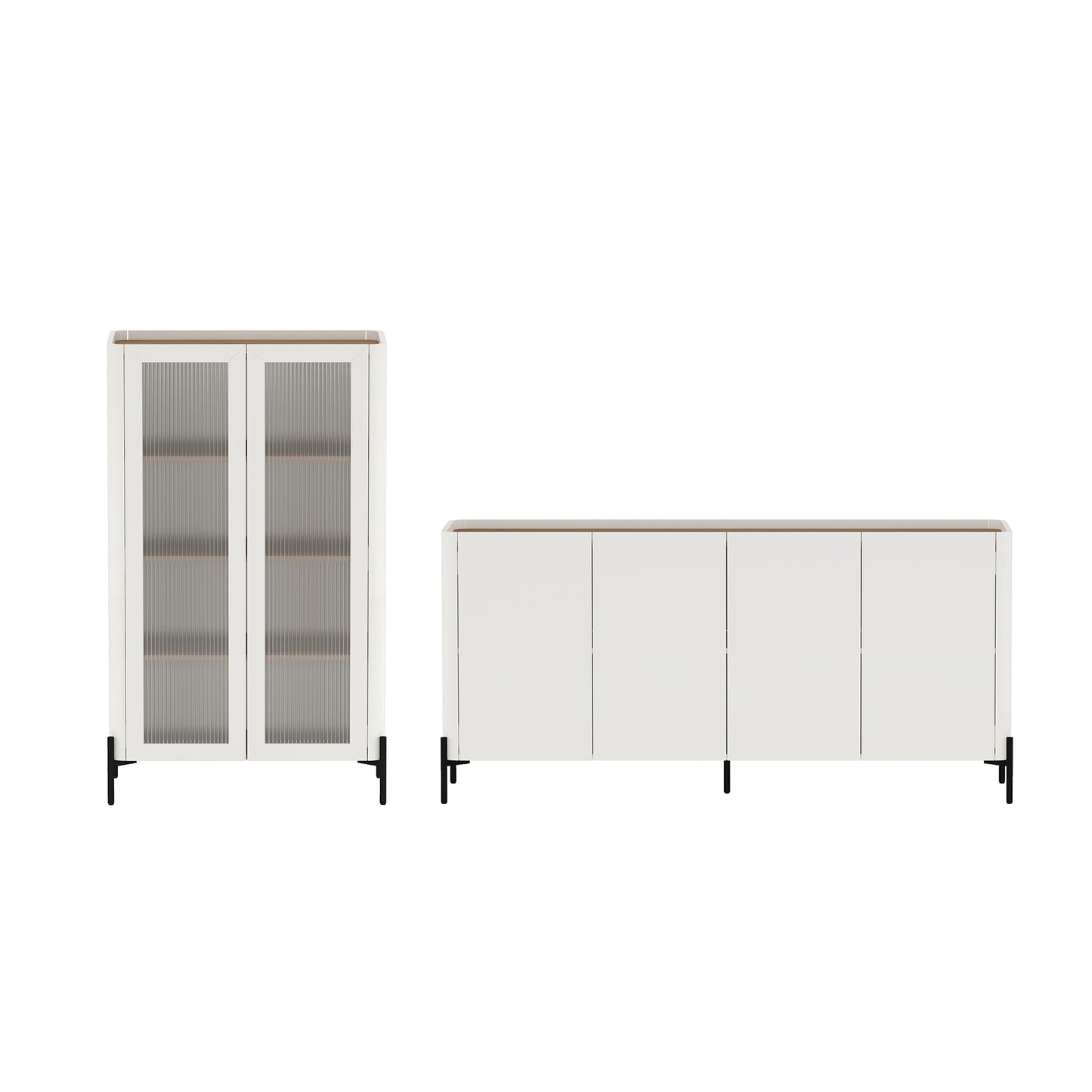 Abbey Modern 2-Piece Buffet and Bookcase in Maple and Off White 2-BCSB026-OW