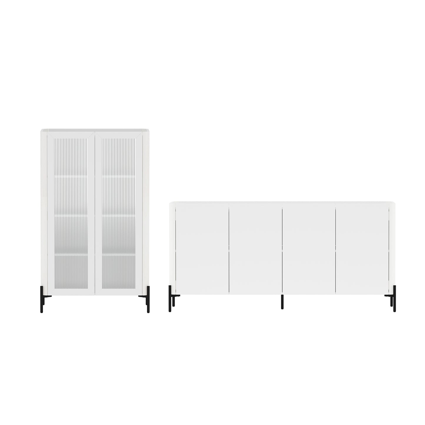 Abbey Modern 2-Piece Buffet and Bookcase in White 2-BCSB026-WH