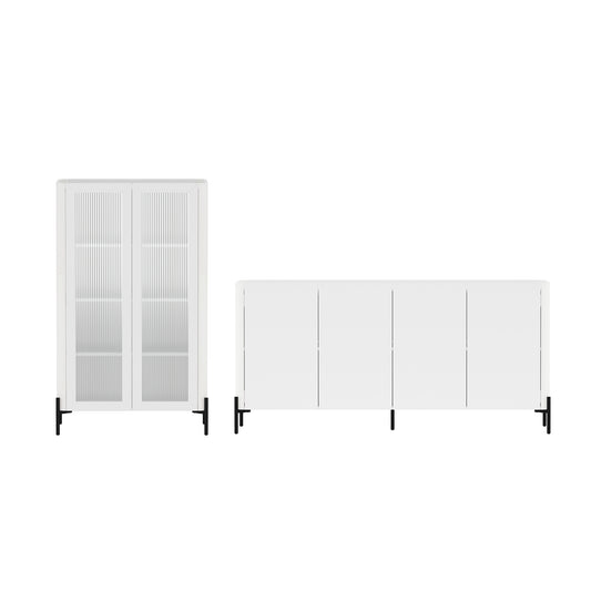 Abbey Modern 2-Piece Buffet and Bookcase in White 2-BCSB026-WH