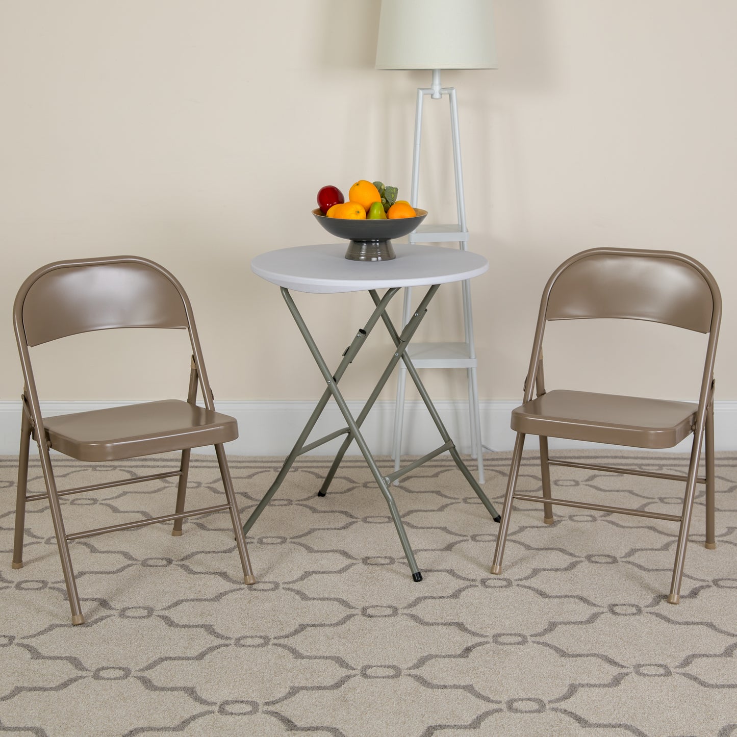 2 Pack HERCULES Series Double Braced Beige Metal Folding Chair Beige 2-BD-F002-BGE-GG