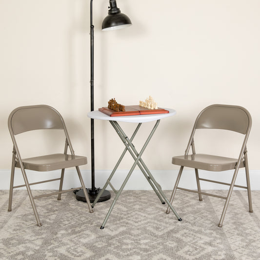 2 Pack HERCULES Series Double Braced Gray Metal Folding Chair Gray 2-BD-F002-GY-GG