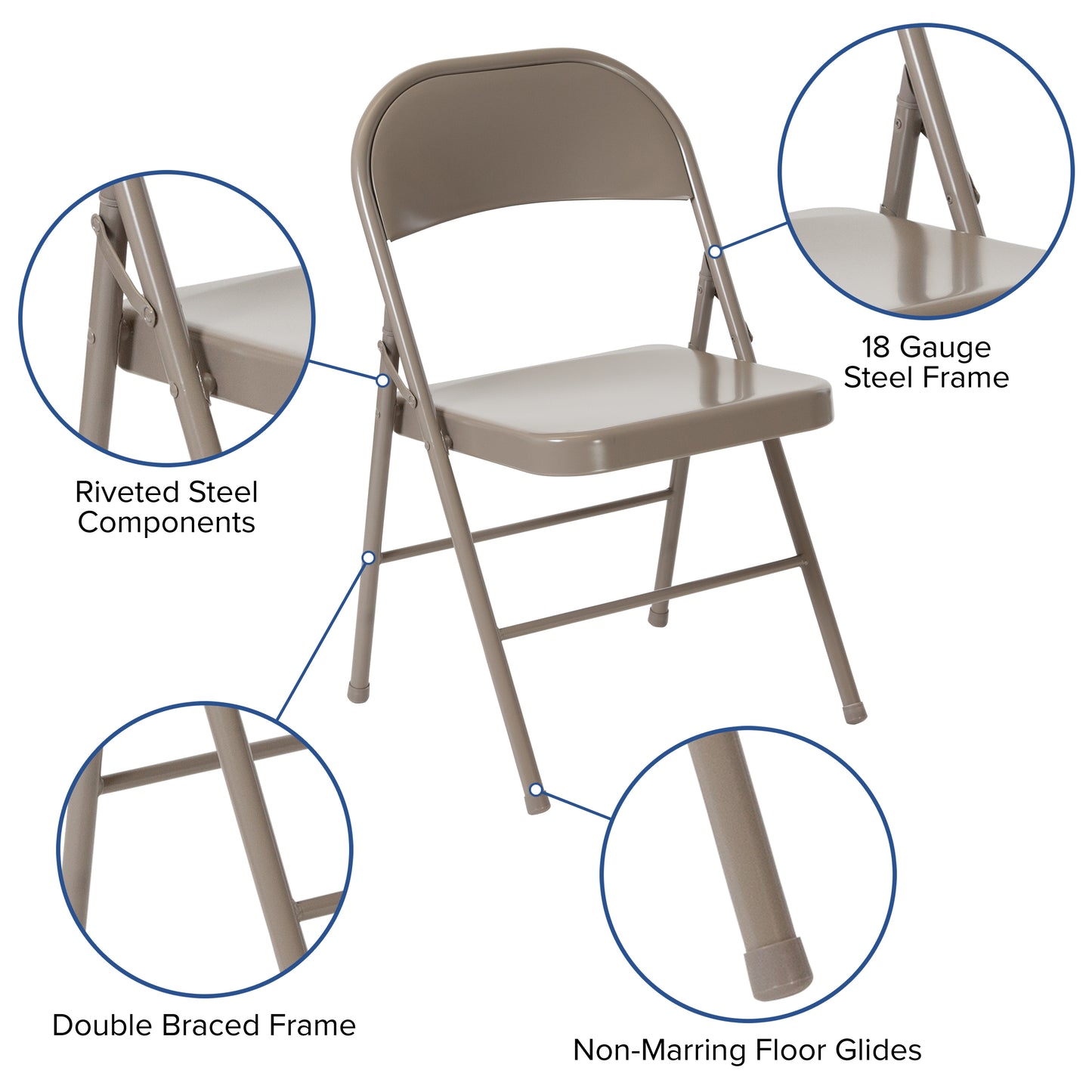 2 Pack HERCULES Series Double Braced Gray Metal Folding Chair Gray 2-BD-F002-GY-GG