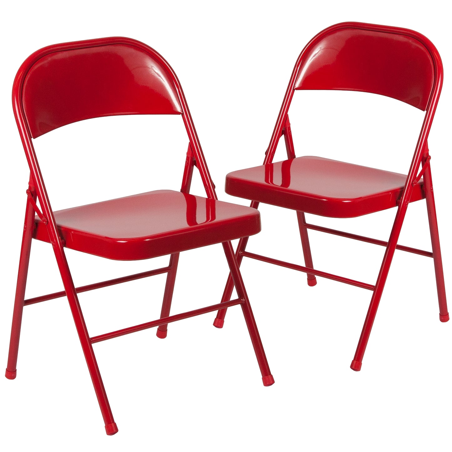 2 Pack HERCULES Series Double Braced Red Metal Folding Chair Red