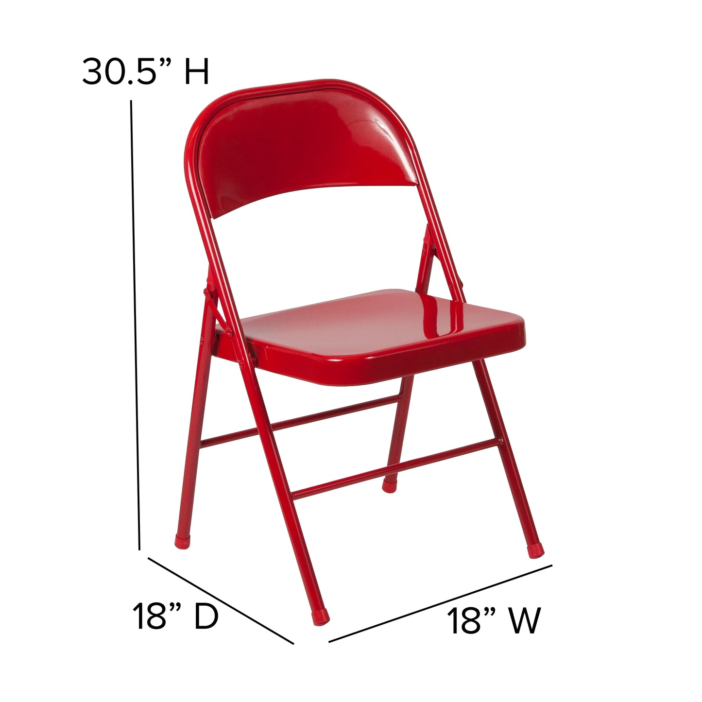 2 Pack HERCULES Series Double Braced Red Metal Folding Chair Red