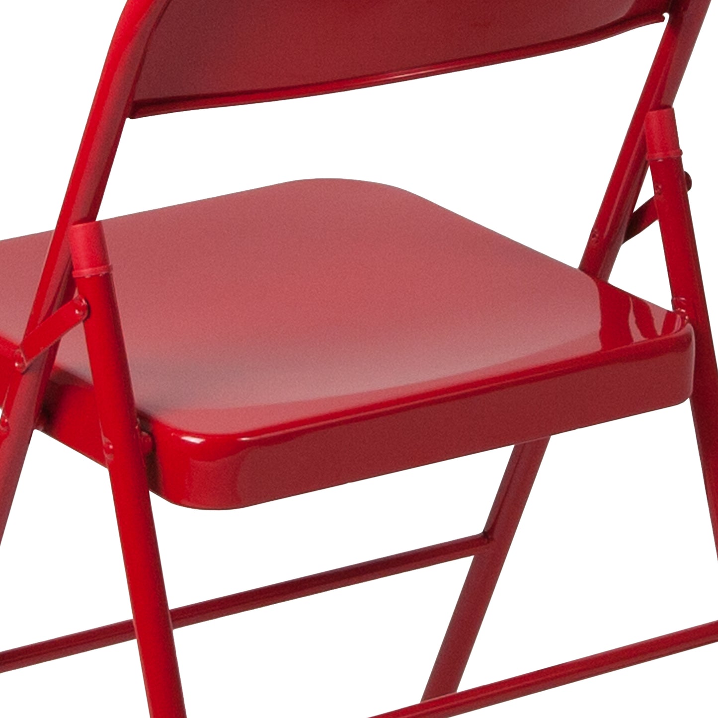 2 Pack HERCULES Series Double Braced Red Metal Folding Chair Red
