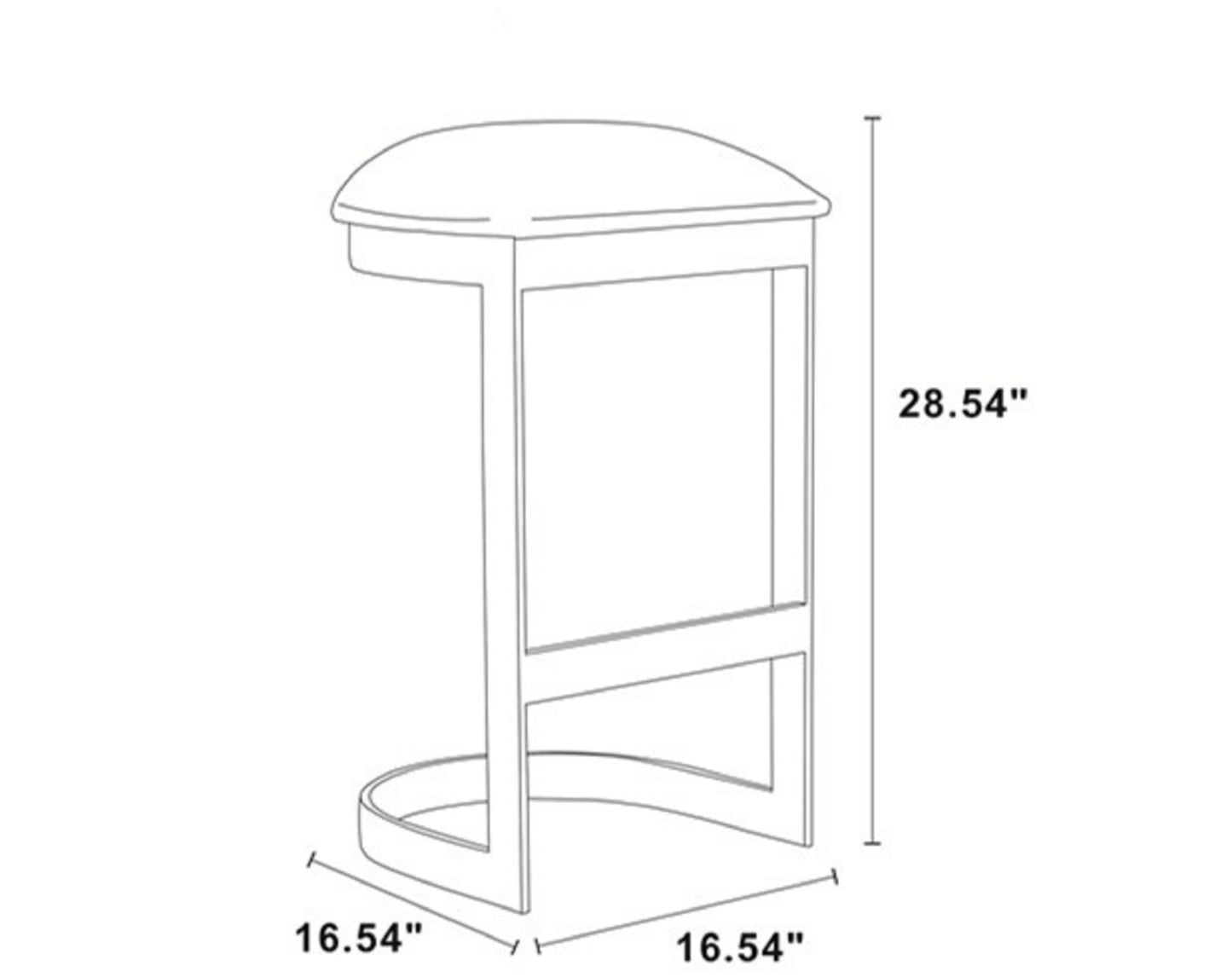 Manhattan Comfort Aura 28.54 in. White and Polished Brass Stainless Steel Bar Stool (Set of 2) 2-BS006-WH