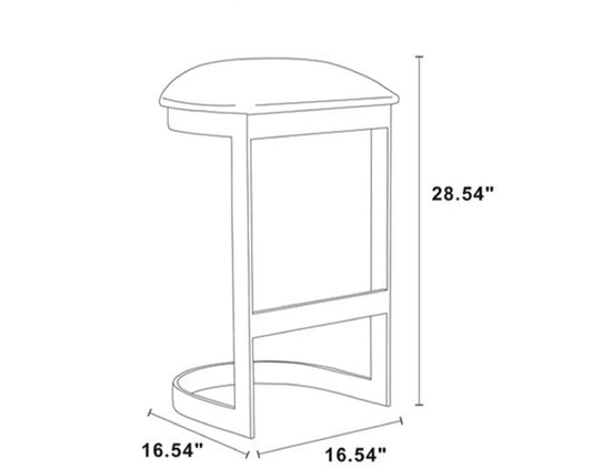 Manhattan Comfort Aura 28.54 in. White and Polished Brass Stainless Steel Bar Stool (Set of 2) 2-BS006-WH