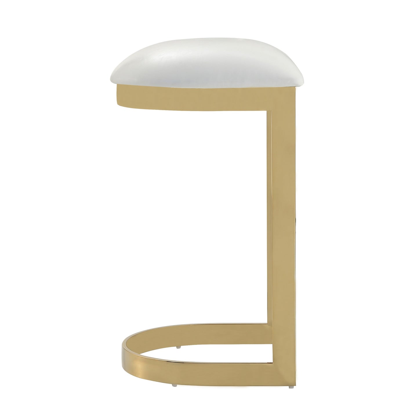 Manhattan Comfort Aura 28.54 in. White and Polished Brass Stainless Steel Bar Stool (Set of 2) 2-BS006-WH