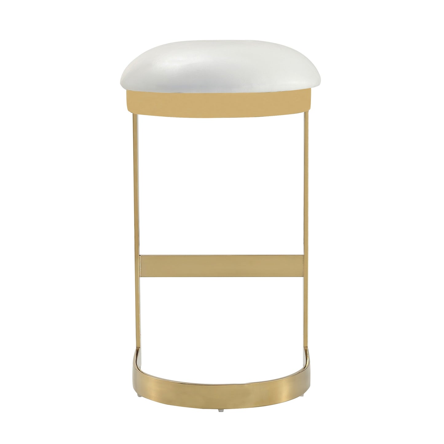 Manhattan Comfort Aura 28.54 in. White and Polished Brass Stainless Steel Bar Stool (Set of 2) 2-BS006-WH