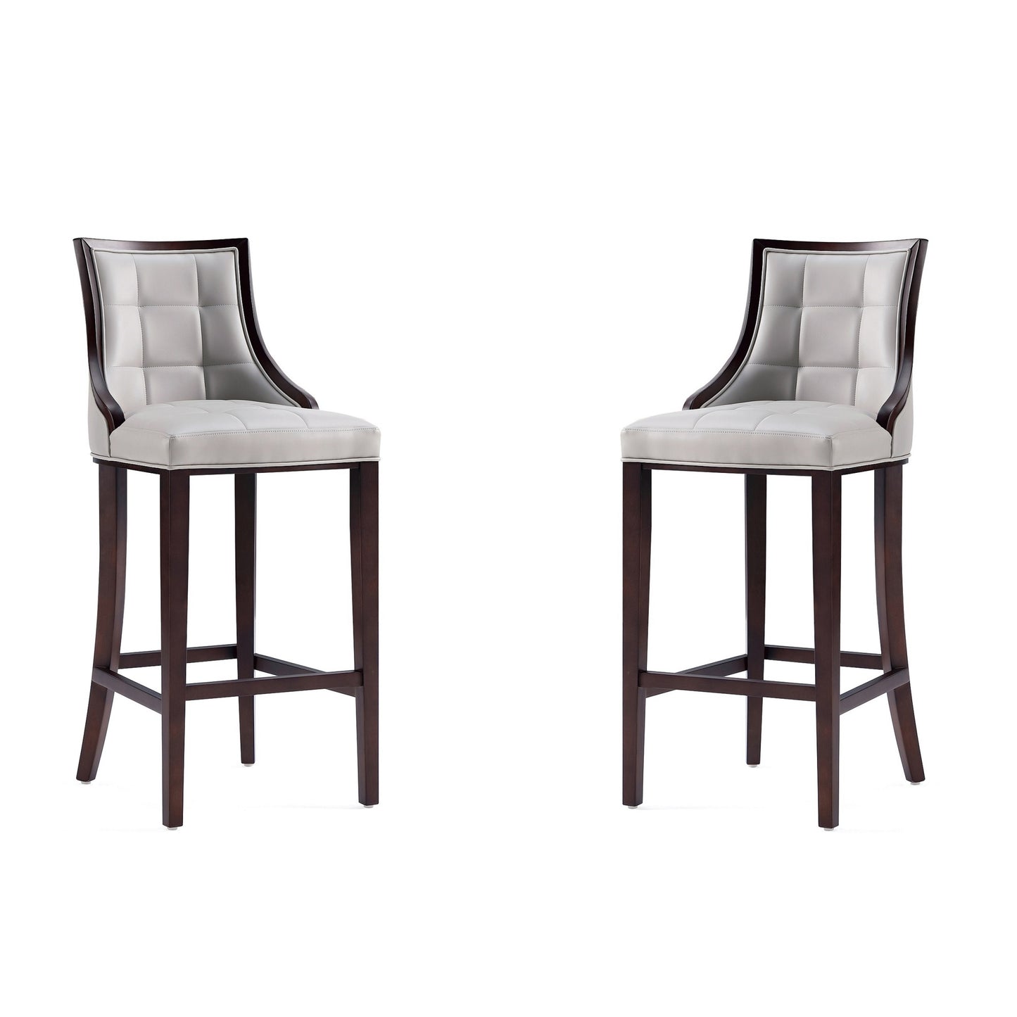 Manhattan Comfort Fifth Avenue Faux Leather Barstool in Light Grey (Set of 2) 2-BS007-LG