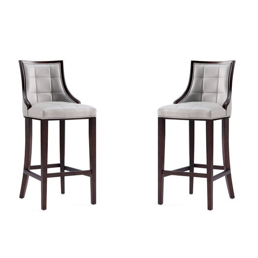Manhattan Comfort Fifth Avenue Faux Leather Barstool in Light Grey (Set of 2) 2-BS007-LG