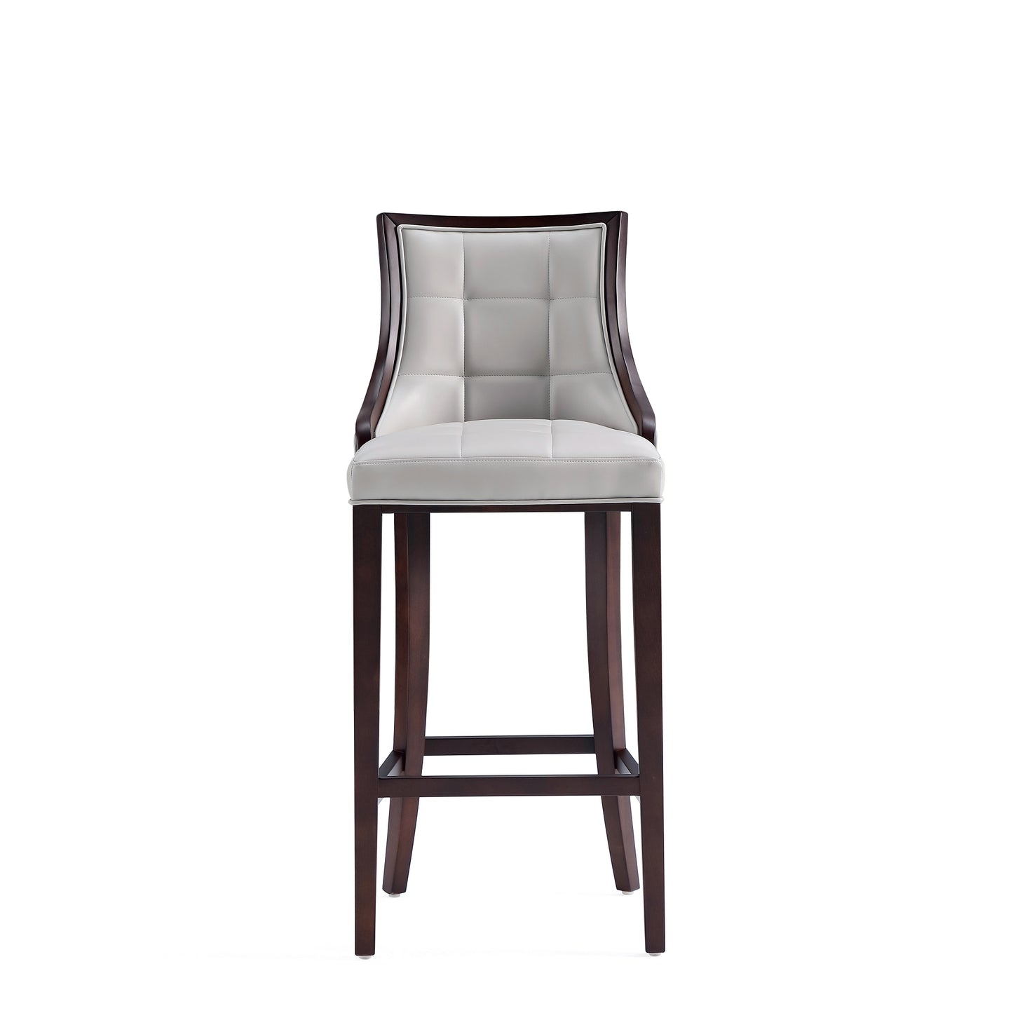 Manhattan Comfort Fifth Avenue Faux Leather Barstool in Light Grey (Set of 2) 2-BS007-LG