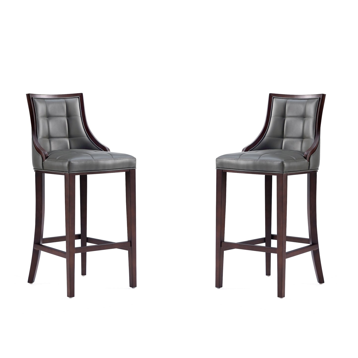 Manhattan Comfort Fifth Avenue Faux Leather Barstool in Pebble Grey (Set of 2) 2-BS007-PE