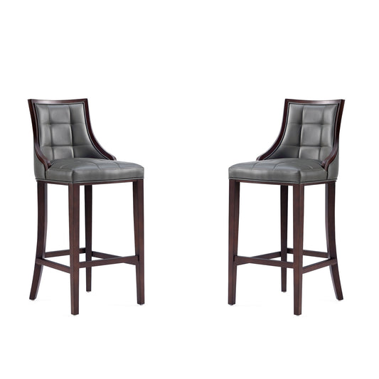 Manhattan Comfort Fifth Avenue Faux Leather Barstool in Pebble Grey (Set of 2) 2-BS007-PE