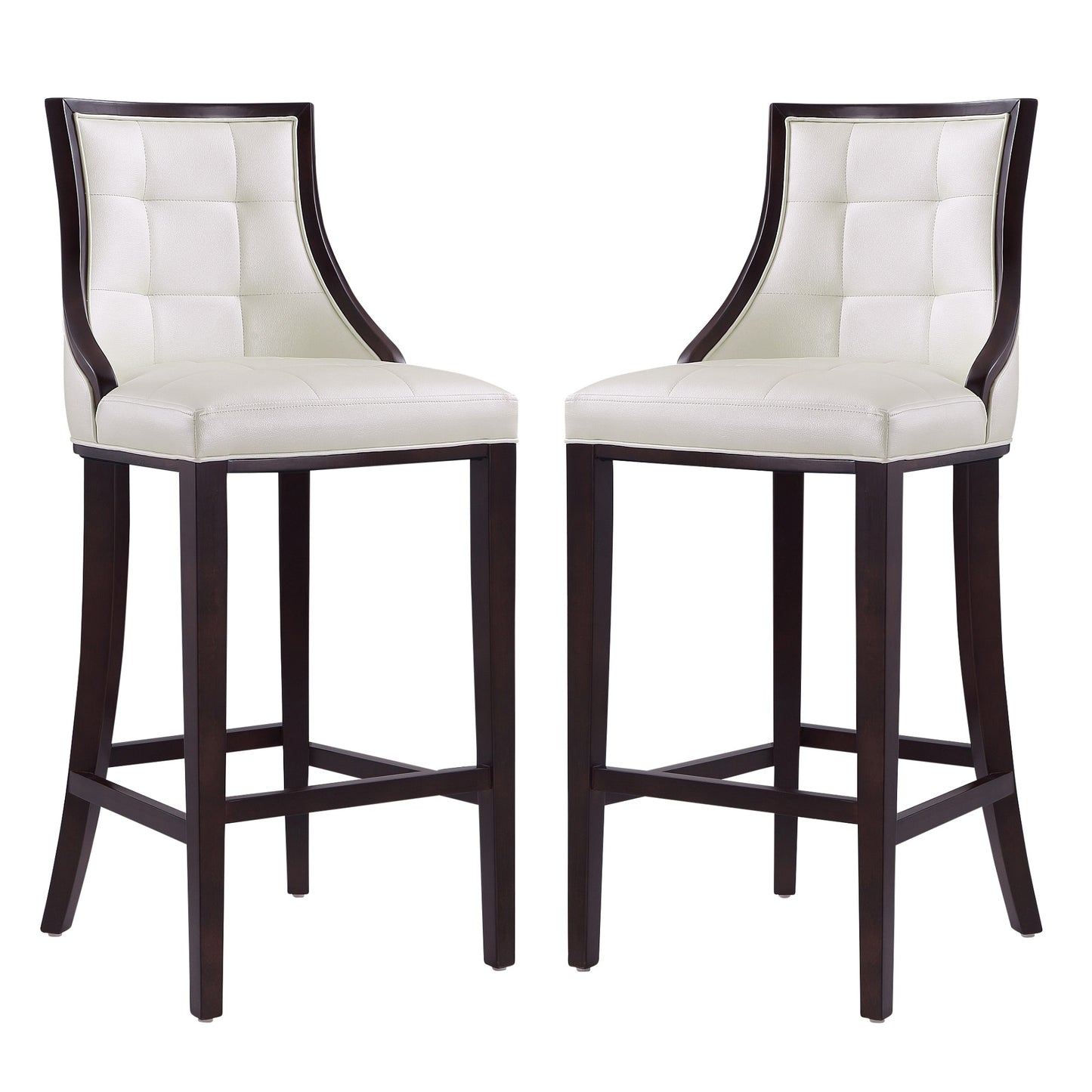 Manhattan Comfort Fifth Avenue 45 in. Pearl White and Walnut Beech Wood Bar Stool (Set of 2) 2-BS007-PW