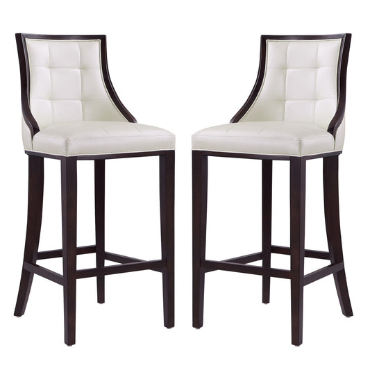 Manhattan Comfort Fifth Avenue 45 in. Pearl White and Walnut Beech Wood Bar Stool (Set of 2) 2-BS007-PW
