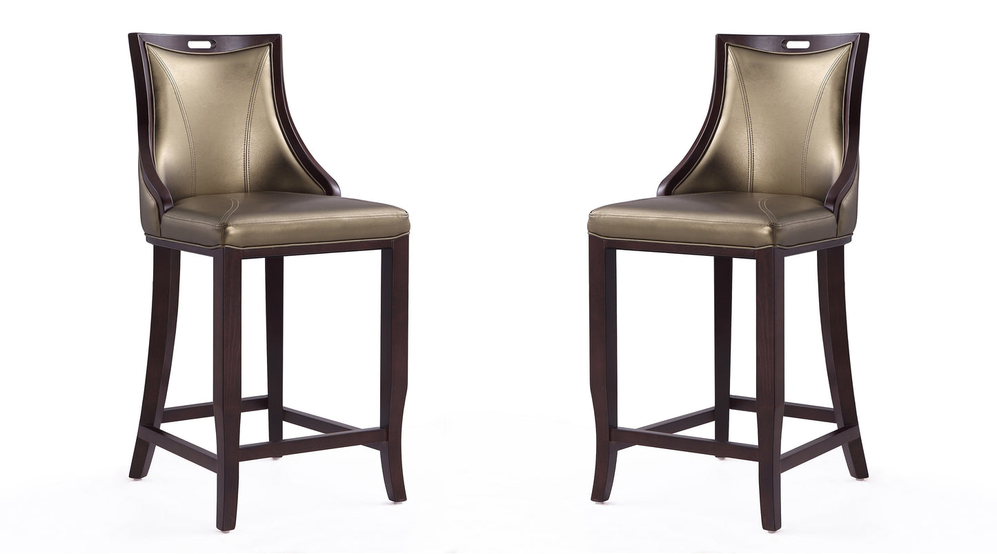 Emperor Traditional Wood Upholstered Barstool in Bronze - Set of 2 2-BS008-BZ