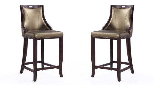 Emperor Traditional Wood Upholstered Barstool in Bronze - Set of 2 2-BS008-BZ