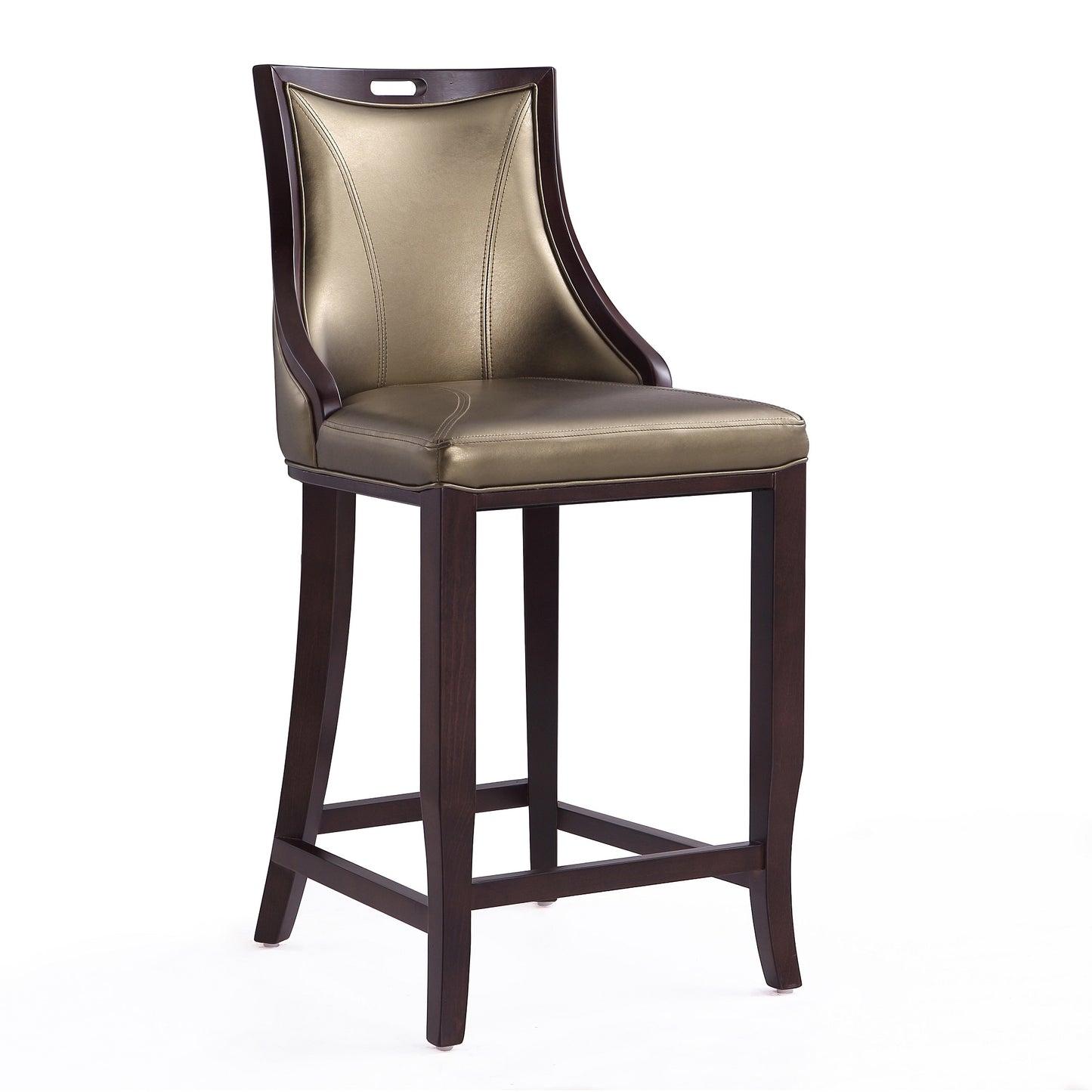 Emperor Traditional Wood Upholstered Barstool in Bronze - Set of 2 2-BS008-BZ