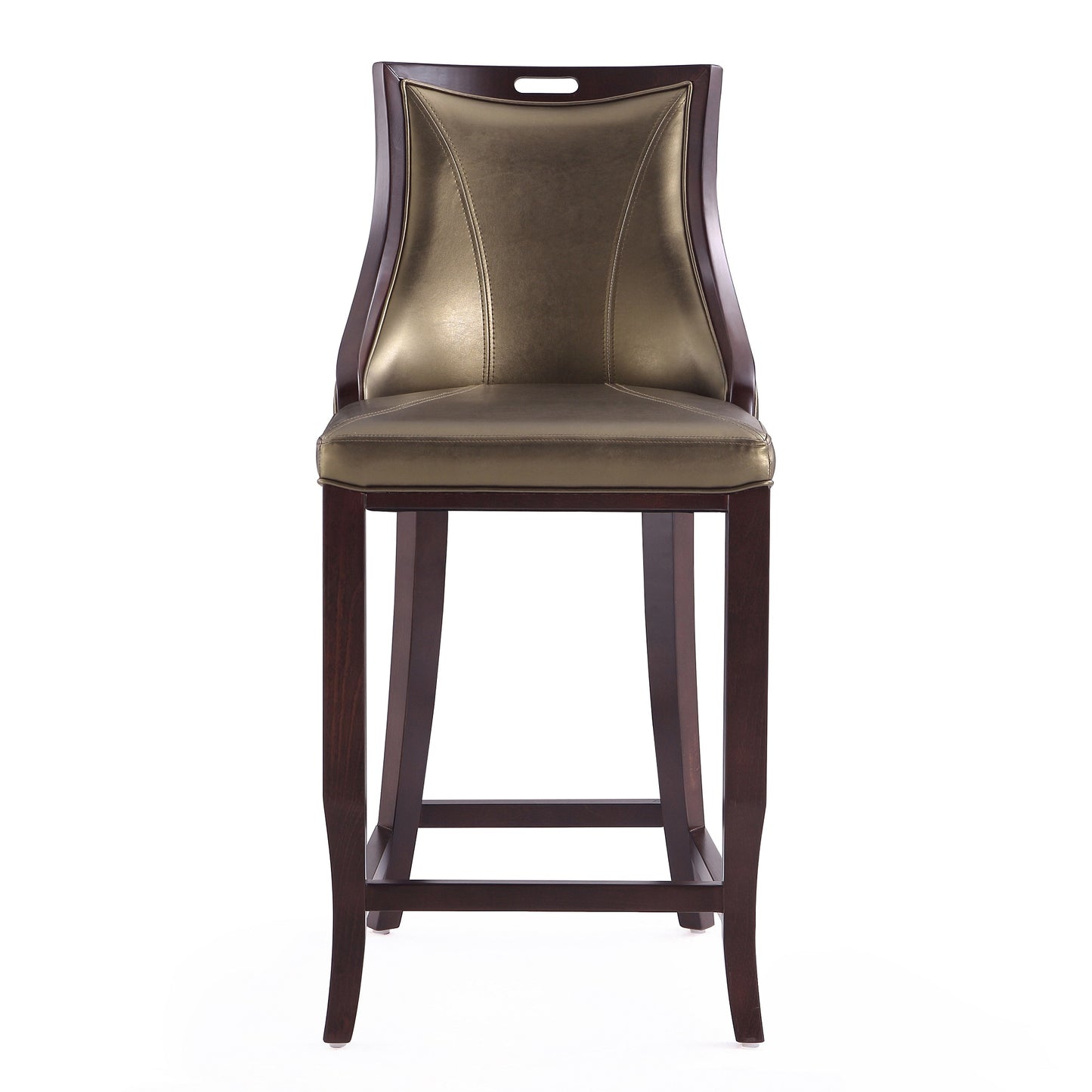 Emperor Traditional Wood Upholstered Barstool in Bronze - Set of 2 2-BS008-BZ
