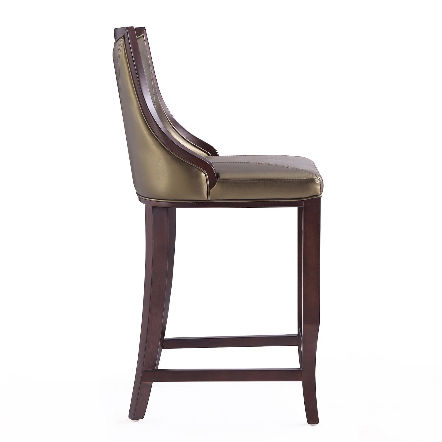 Emperor Traditional Wood Upholstered Barstool in Bronze - Set of 2 2-BS008-BZ