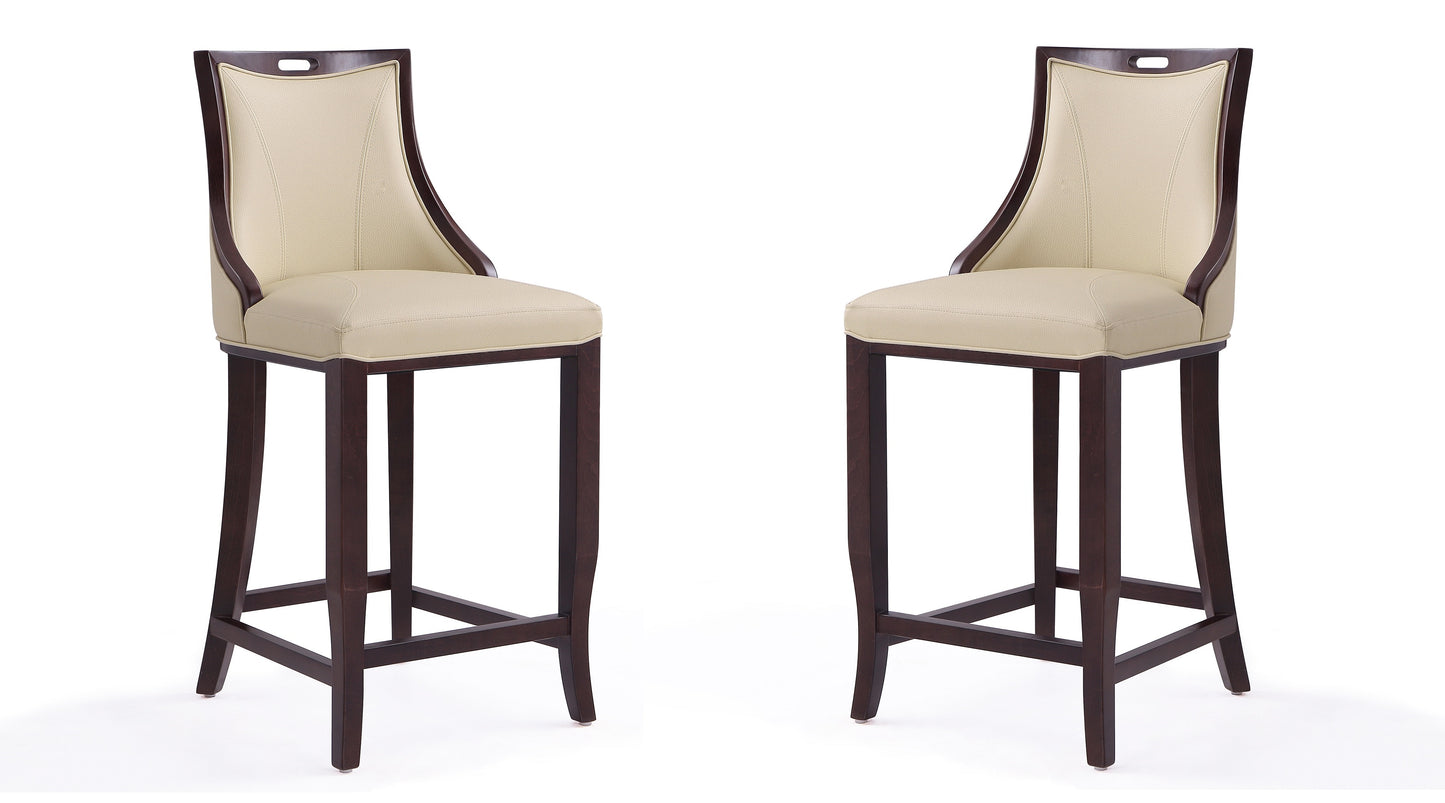 Emperor Traditional Wood Upholstered Barstool in Cream - Set of 2 2-BS008-CR