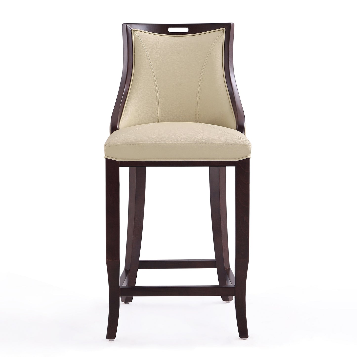Emperor Traditional Wood Upholstered Barstool in Cream - Set of 2 2-BS008-CR