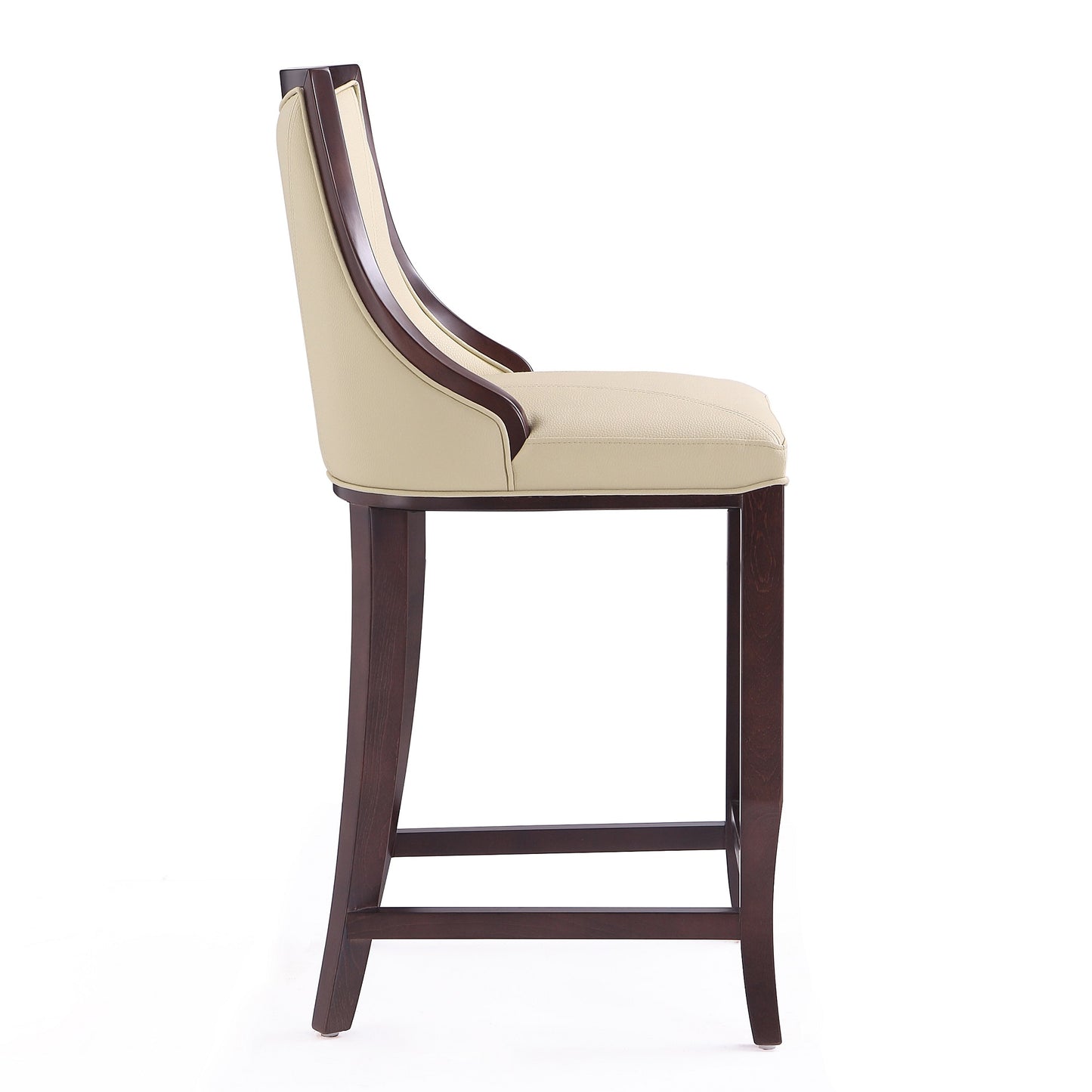 Emperor Traditional Wood Upholstered Barstool in Cream - Set of 2 2-BS008-CR